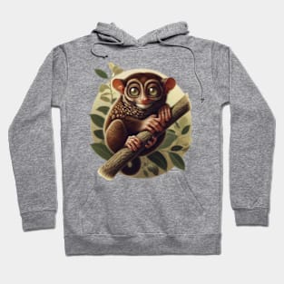 Vintage Lithography Illustration of a Tarsier (Tarsius syrichta) Hoodie